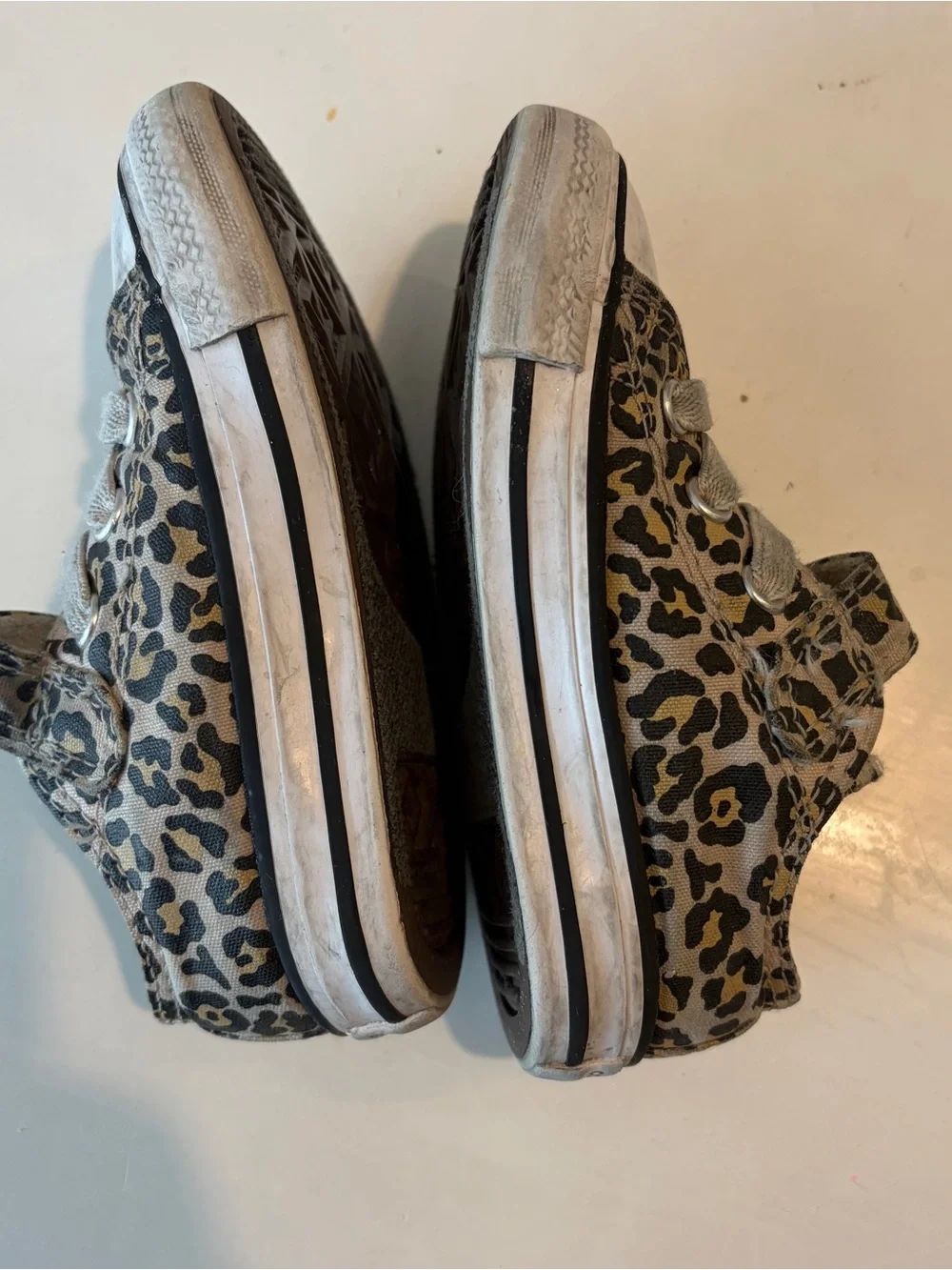 Converse Kids Leopard Print Low-Top Sneakers in Tan and Black